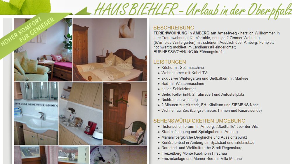 Monteurunterkunft in Amberg Wohnung im Amselweg